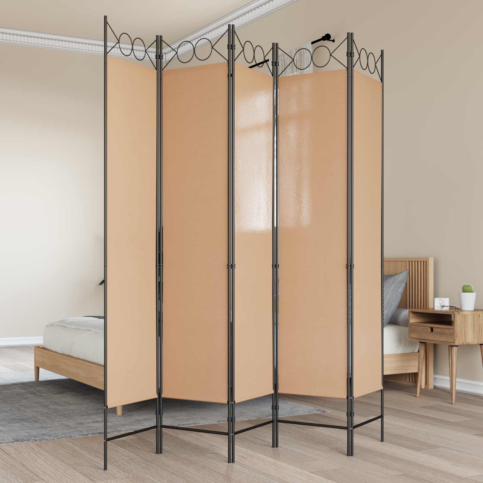 3-teiliger Raumteiler Beige 120 x 200 cm Stoff