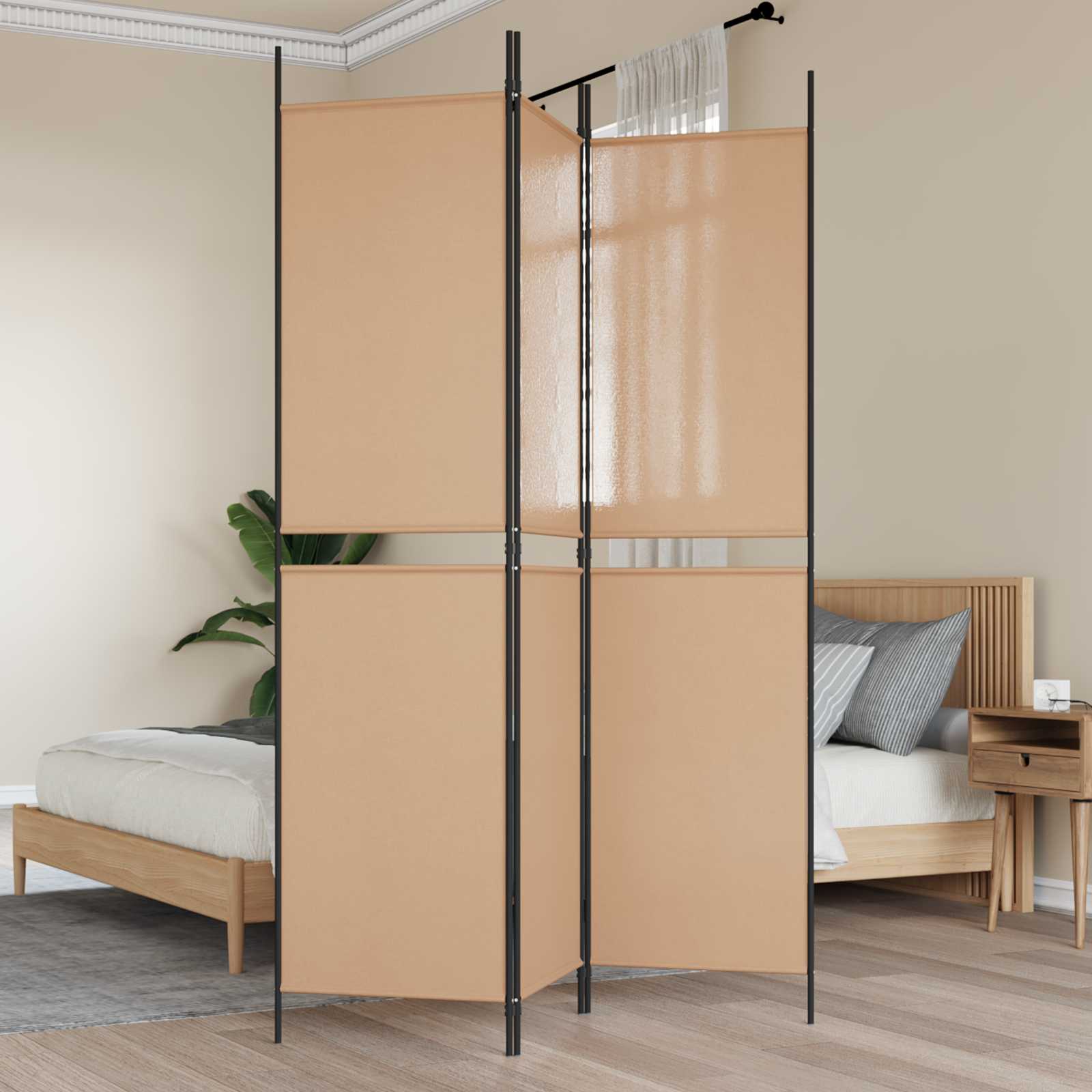 3-teiliger Raumteiler Beige 150 x 180 cm Stoff