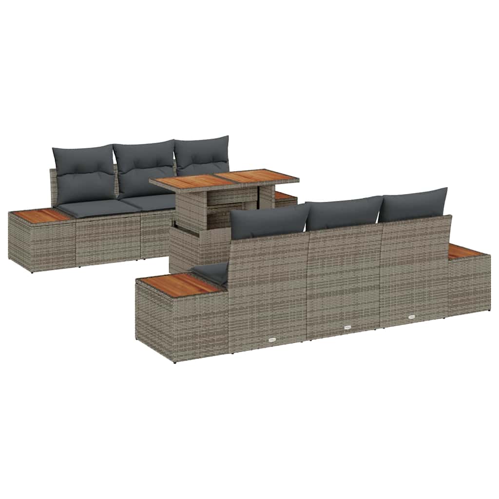 Garten Essgruppe mit Kissen 7 pcs Schwarz und Beige