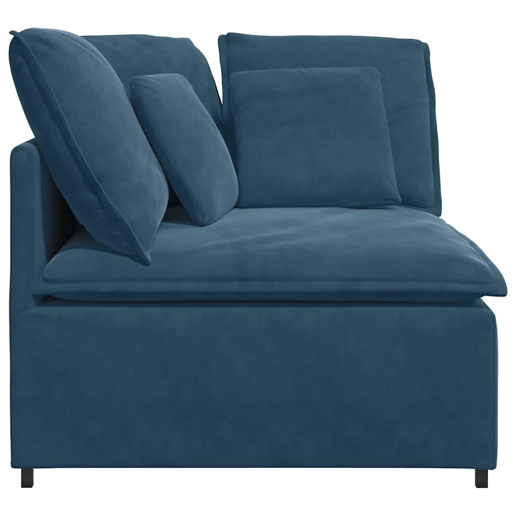 Modulares Sofa Endmodul mit Armlehne Kissen Blau 100 cm