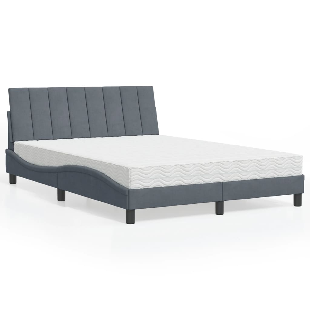 Bett mit Matratze "Hanko" Hellgrau 80x200 cm Samt