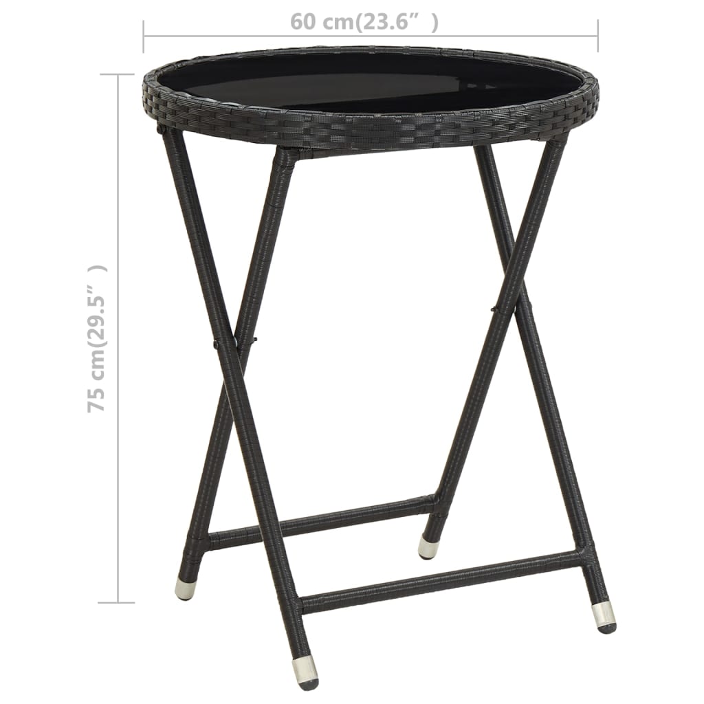 Beistelltisch Braun 60 cm Poly Rattan und Hartglas