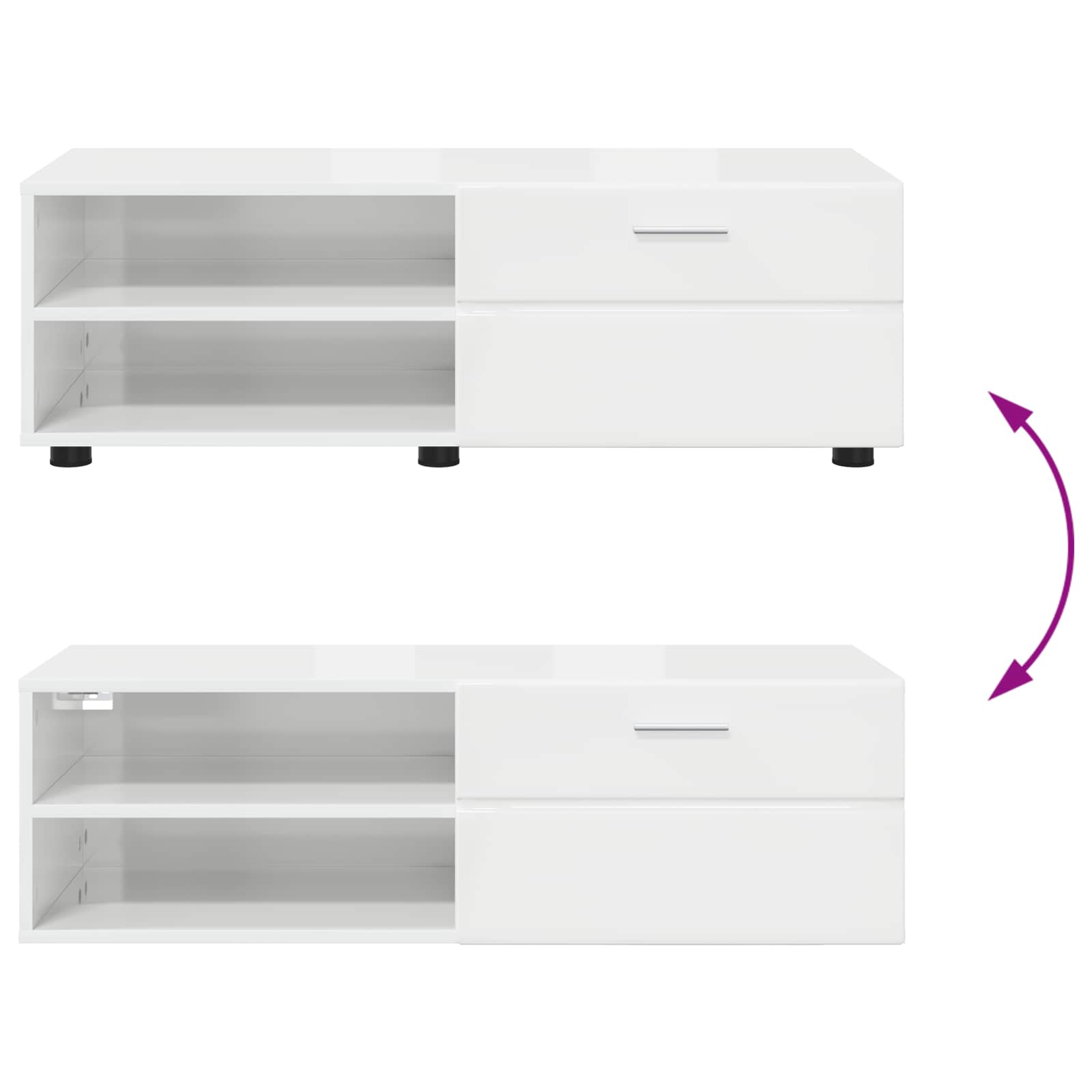 Highboard mit Regal FLORIN Weiß 60 x 35 x 182 cm Holzwerkstoff