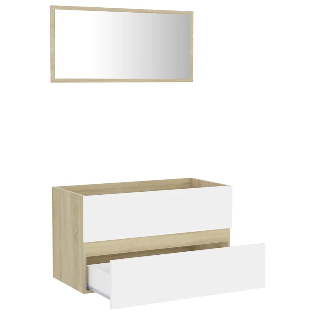 2-tlg. Badmöbel-Set Weiß Holzwerkstoff