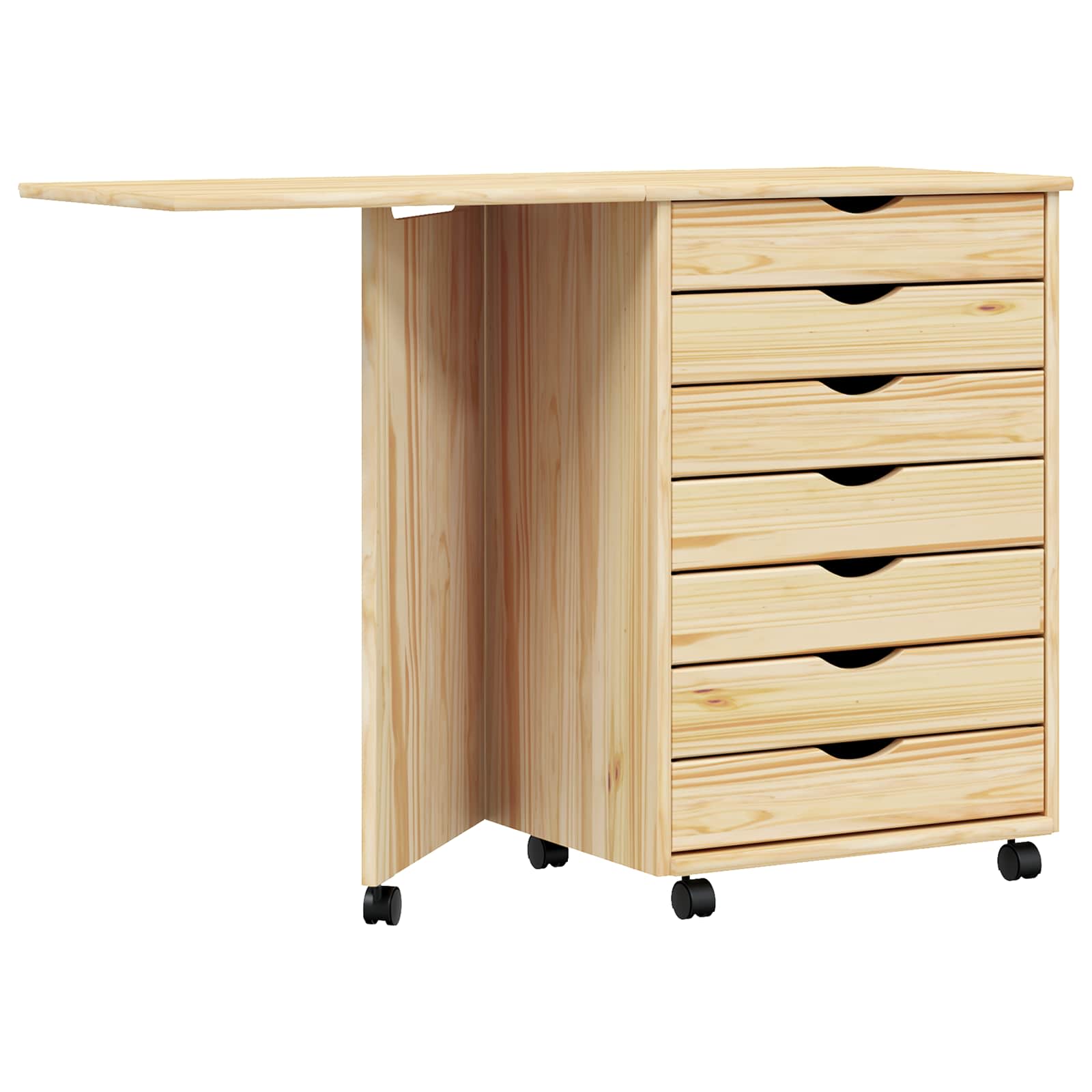 Rollschrank mit Schreibtisch MOSS Honigbraun Massivholz Kiefer