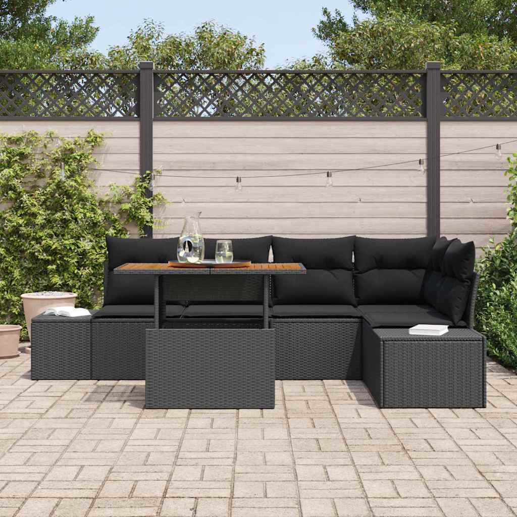 Garten Essgruppe mit Kissen 6 pcs Schwarz und Creme
