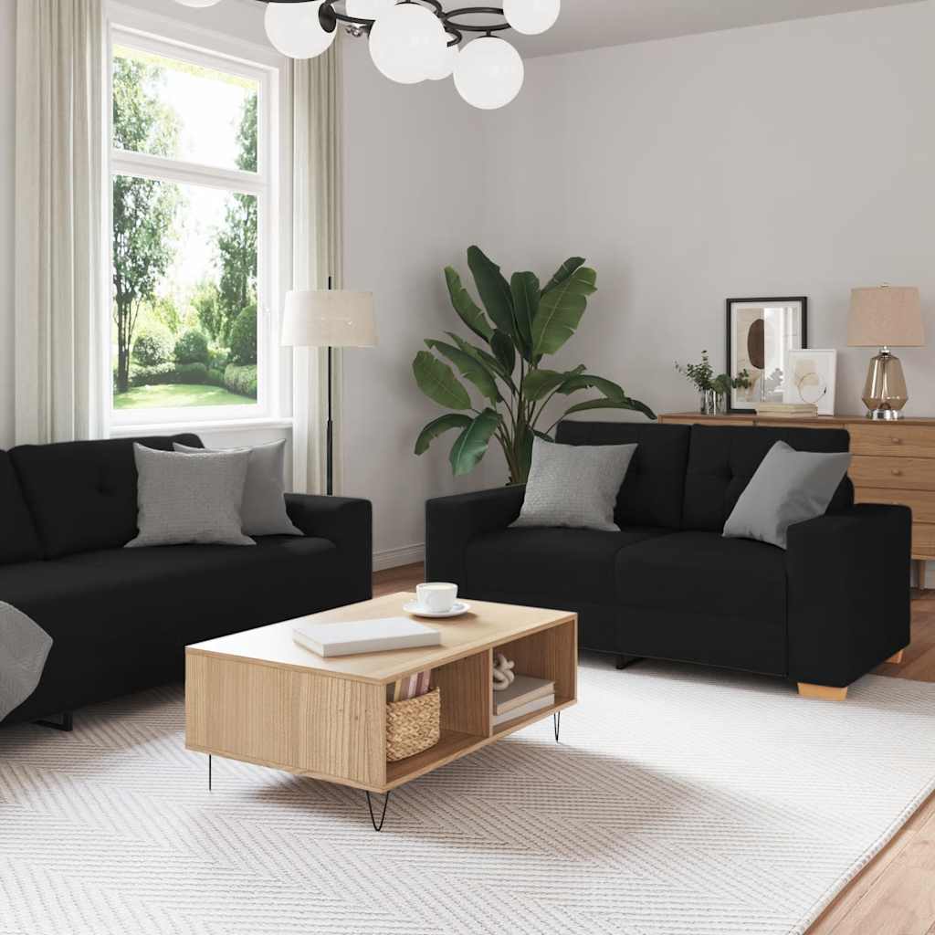2-teiliges Sofa-Set mit Kissen, hellgrauer Stoff