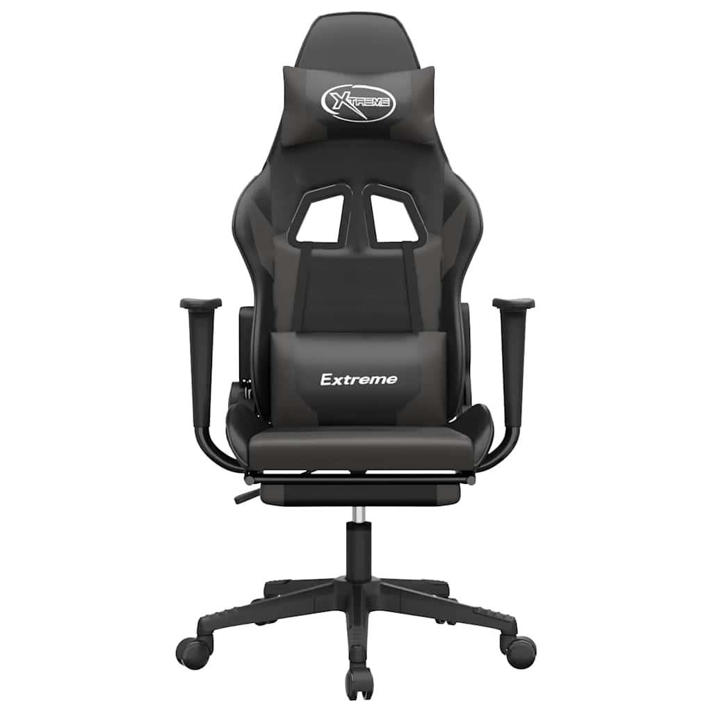 Gaming-Stuhl mit Massagefunktion Schwarz und Blau Kunstleder