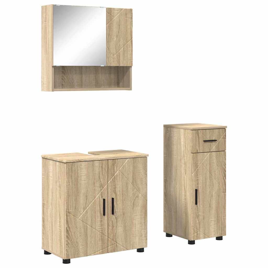 Badezimmermöbel-Set mit Tür 3 pcs Weiß Holzwerkstoff & Metall