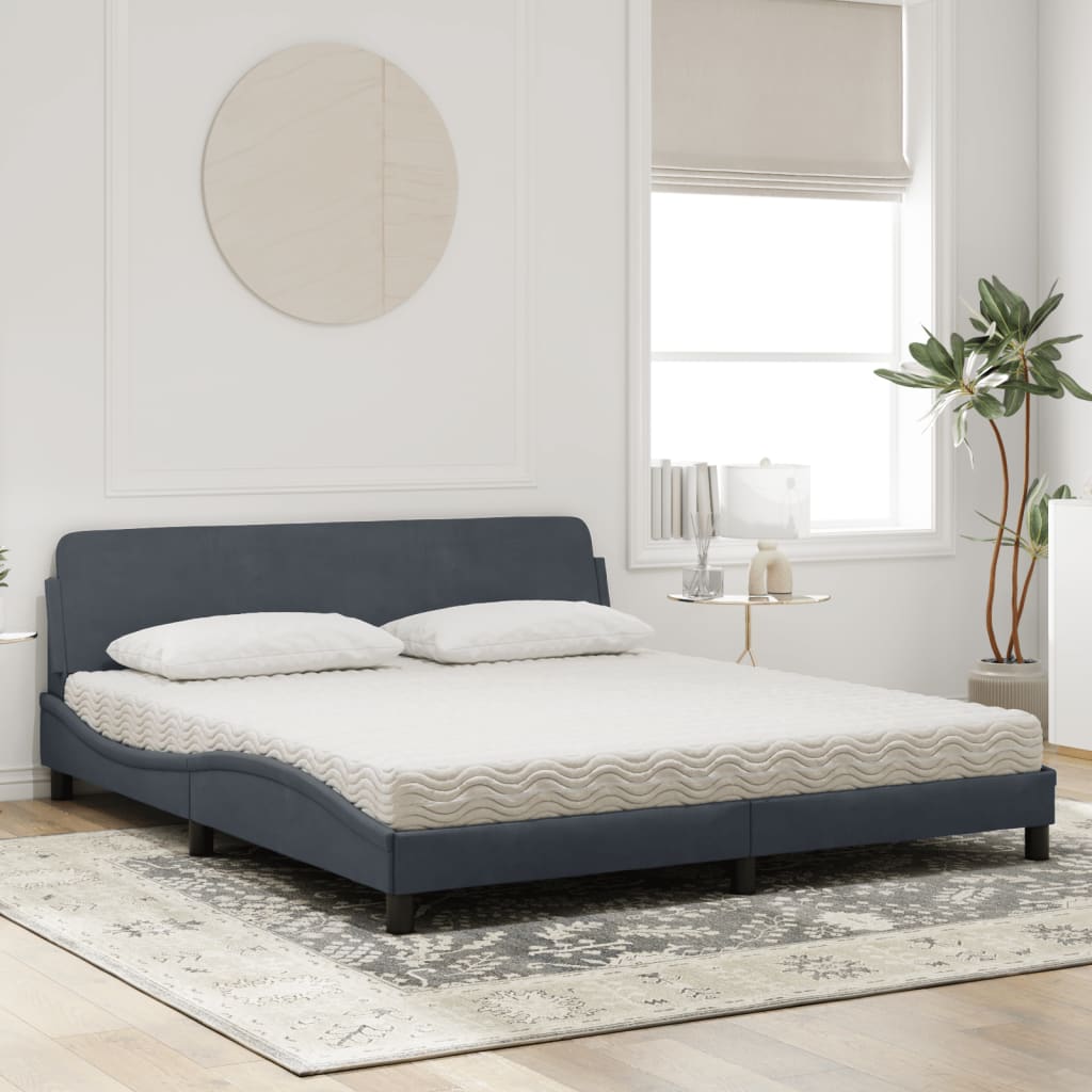 Bett mit Matratze "Dover" Hellgrau 80x200 cm Samt