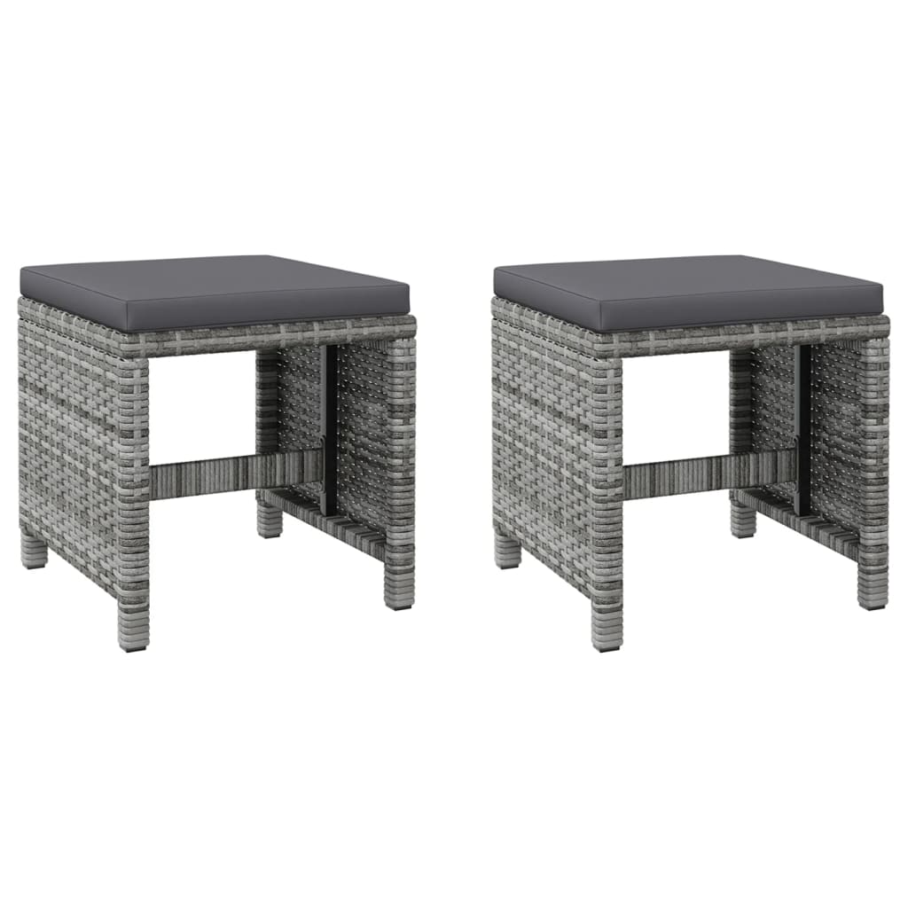 4-tlg. Gartenstuhl und Hocker Set Poly Rattan Schwarz