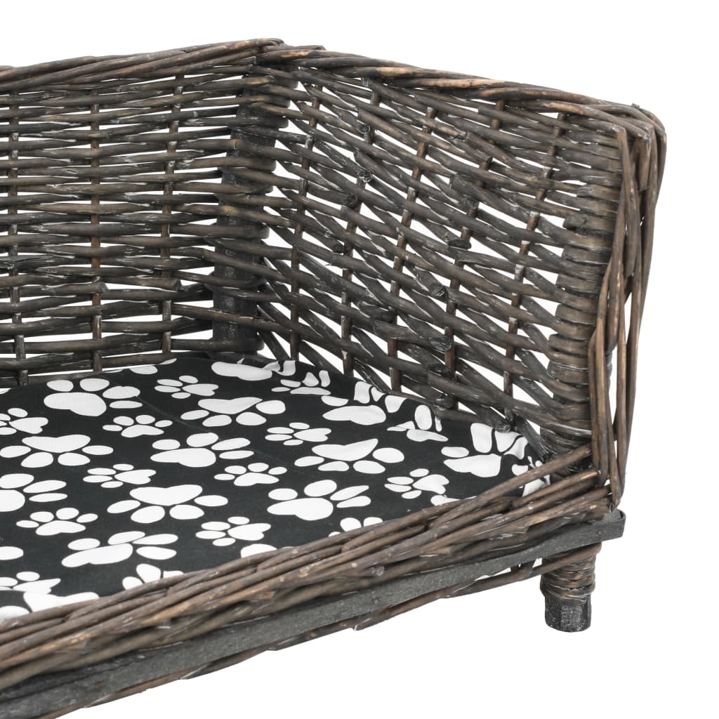 Hundekorb mit Kissen 50x33x30 cm Natur Weide