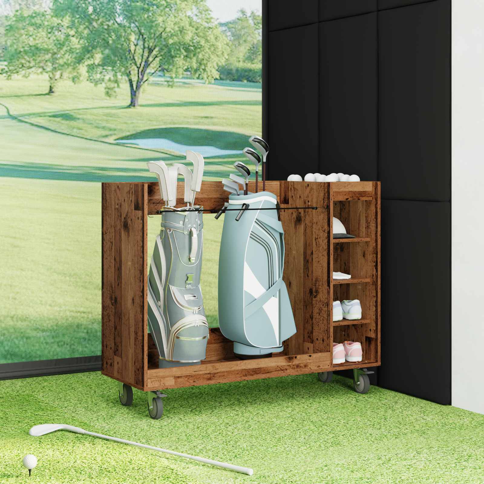 Golf Schrank Mit Rad Uni Weiß 65 x 45 x 98 cm