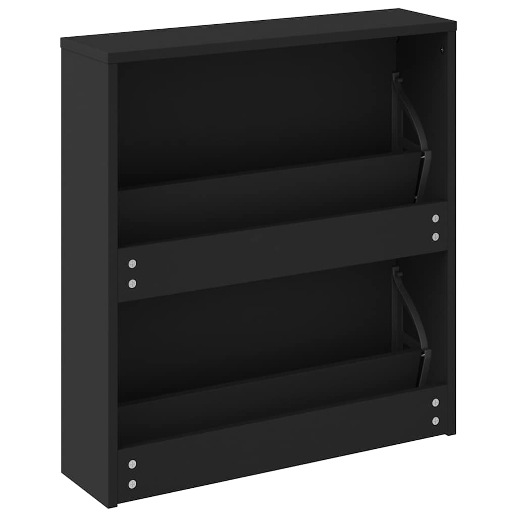 Schuhschrank mit 2 Fächern Spiegel Eiche-Optik 63x17x67 cm