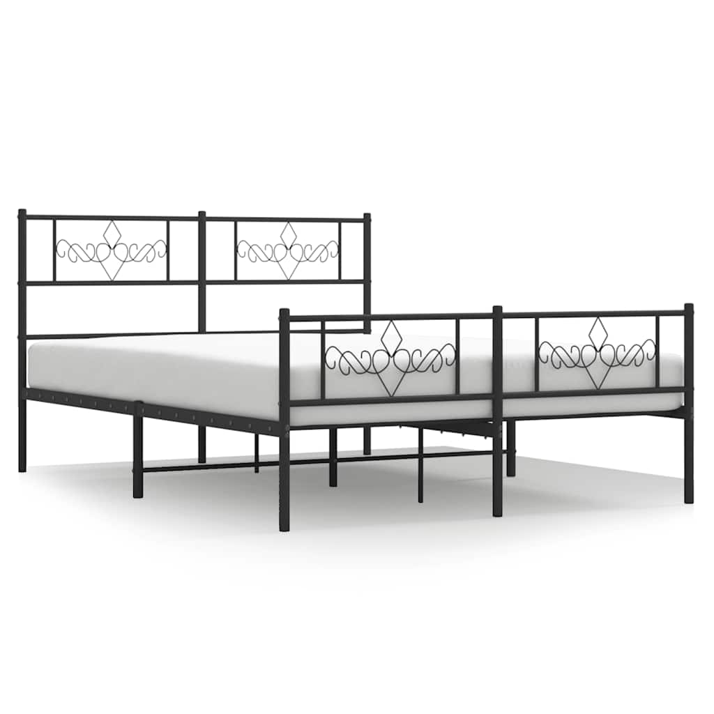 Bettgestell mit Kopfteil Metall Schwarz 100x190 cm