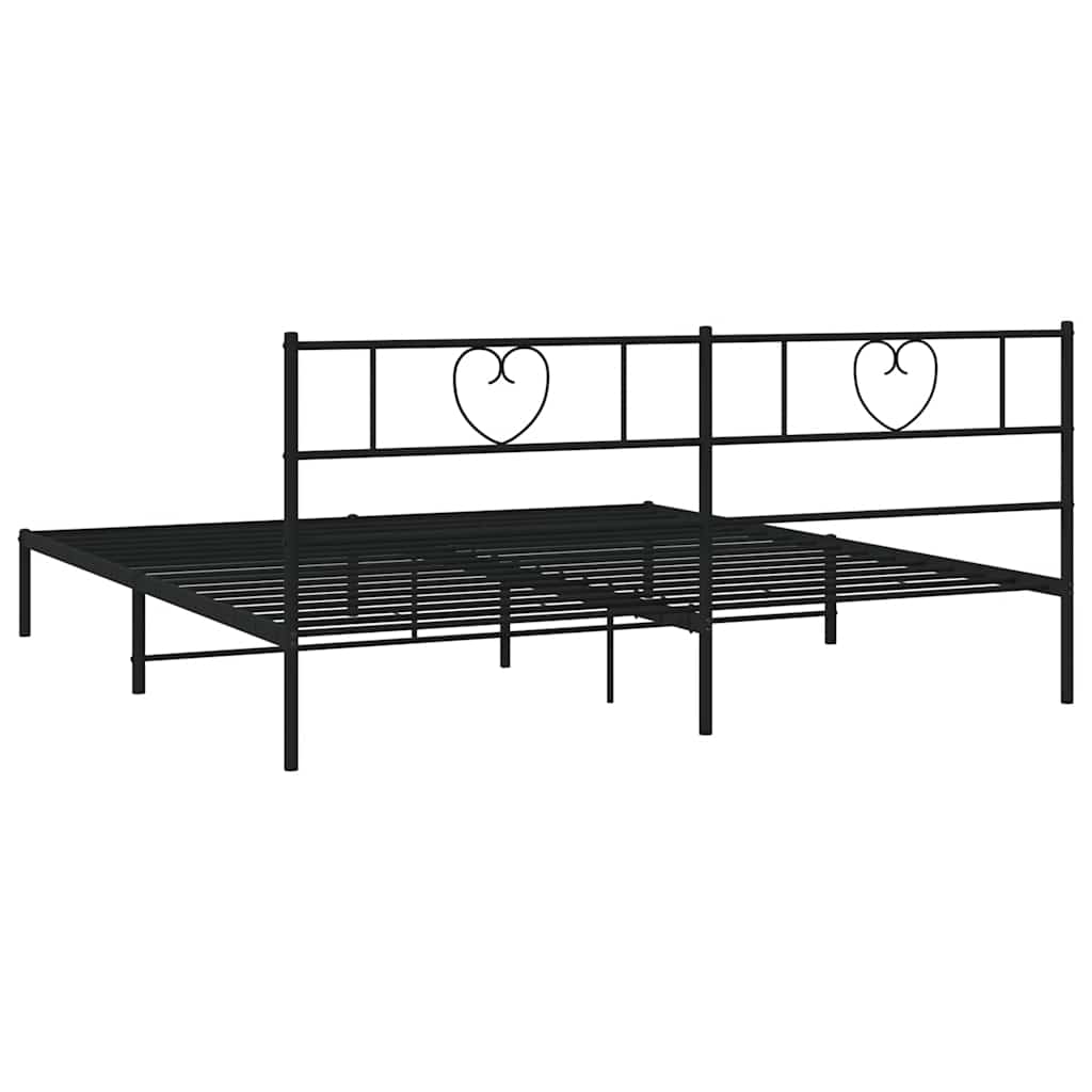 Bettgestell mit Kopfteil Metall Schwarz 100x190 cm