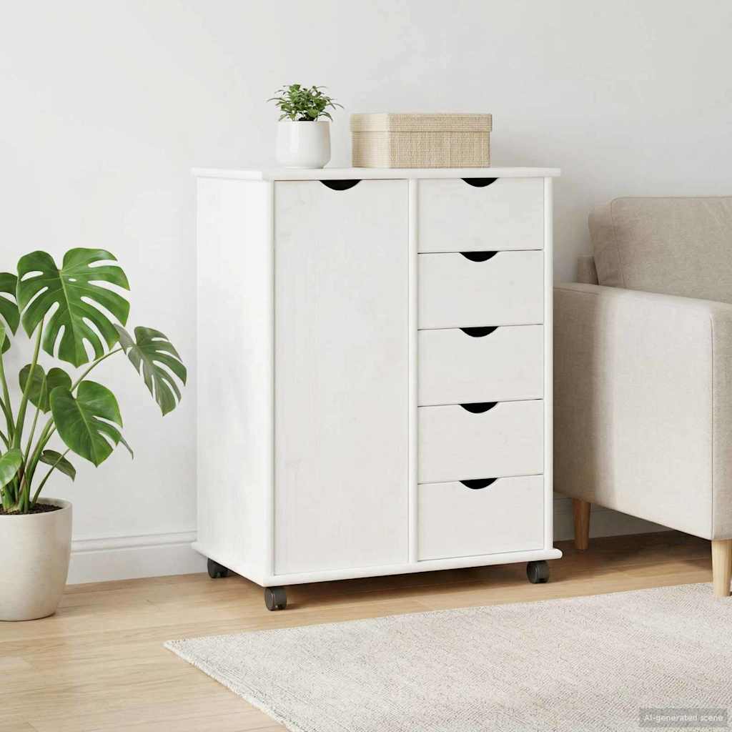 Rollschrank Honigbraun 63,5 x 39 x 79 cm Massivholz Kiefer