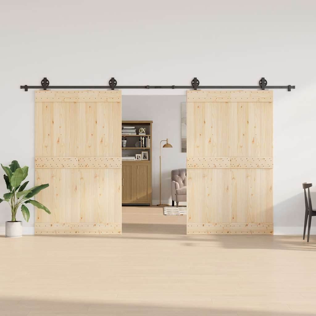 Schiebetürbeschlag-Set 366 cm Stahl Schwarz