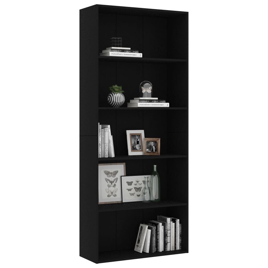 Bücherregal Schwarz Eichen-Optik 80x30x189 cm Holzwerkstoff