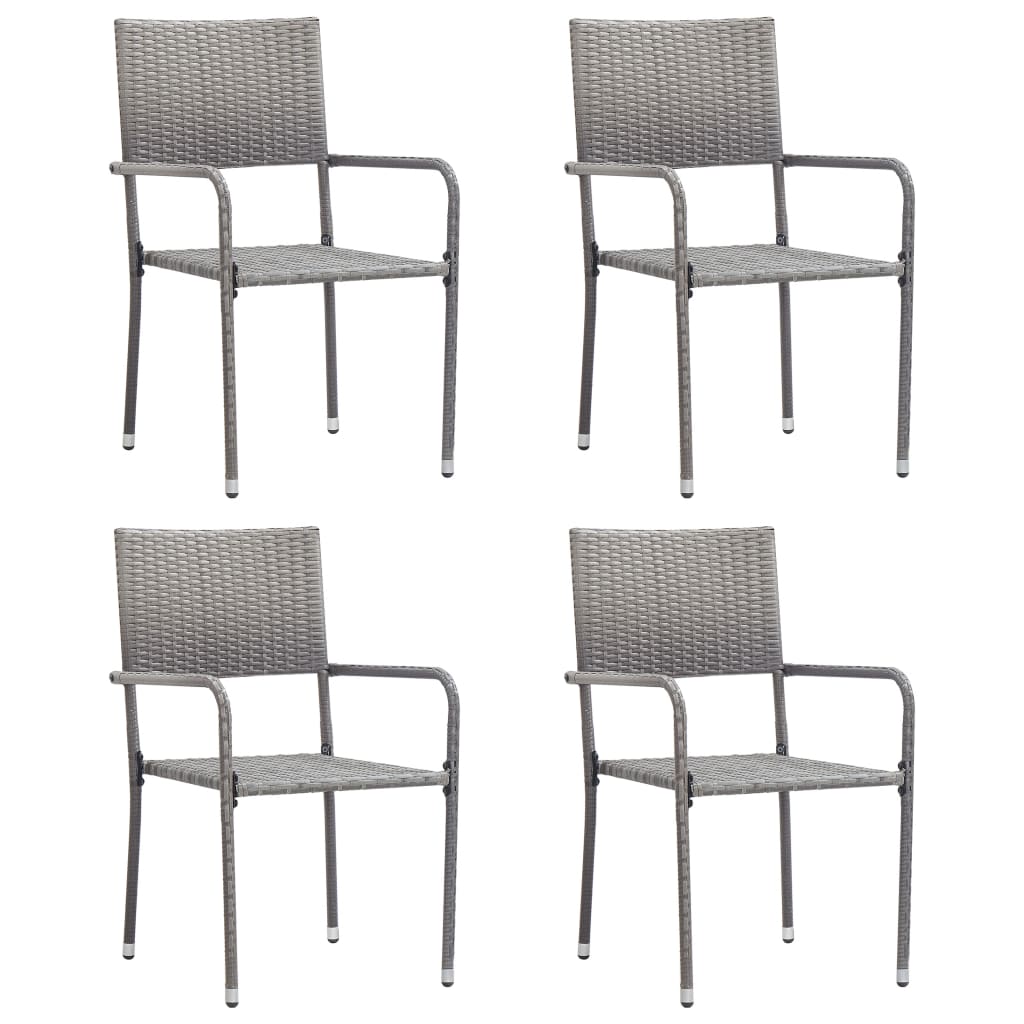 Garten-Essstühle 6 Stk. Stapelbar Schwarz Polyrattan