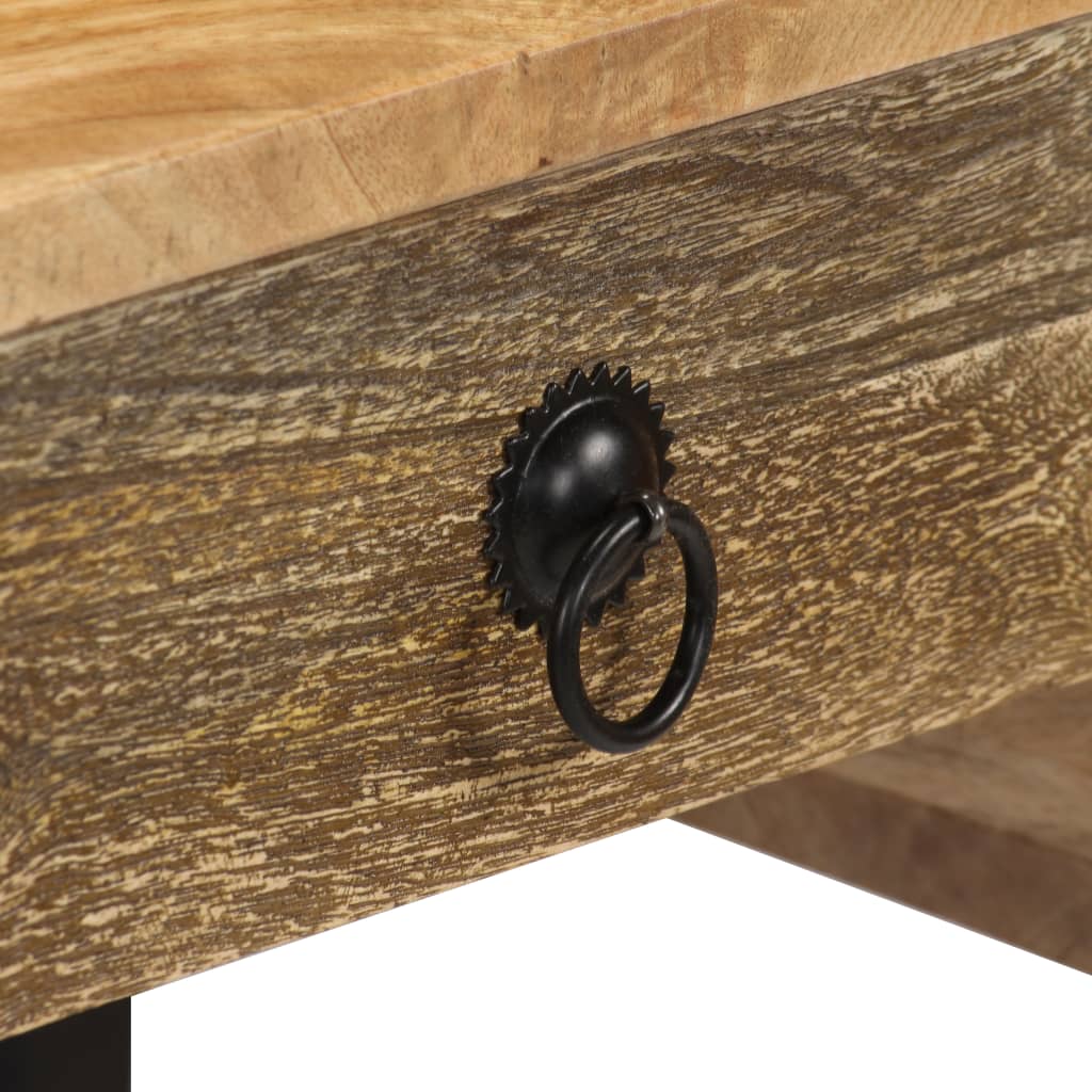 Schreibtisch Massivholz Akazie und Echtleder 117x50x76 cm
