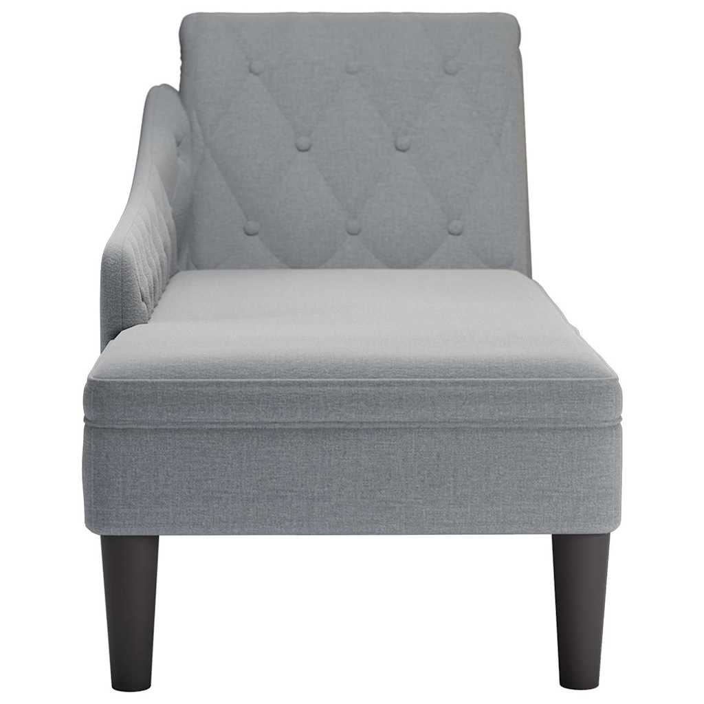 Chaiselongue mit Kissen und Rechter Armlehne Schwarz Stoff