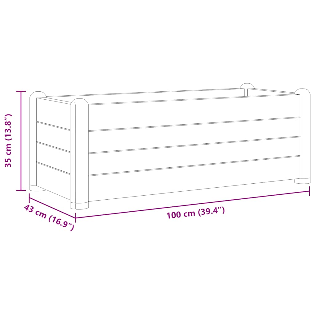 Garten-Hochbeet PP Weiß 43x43x35 cm