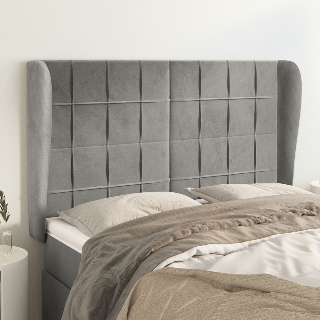 Kopfteil mit Ohren Dunkelblau 93x23x78/88 cm Samt