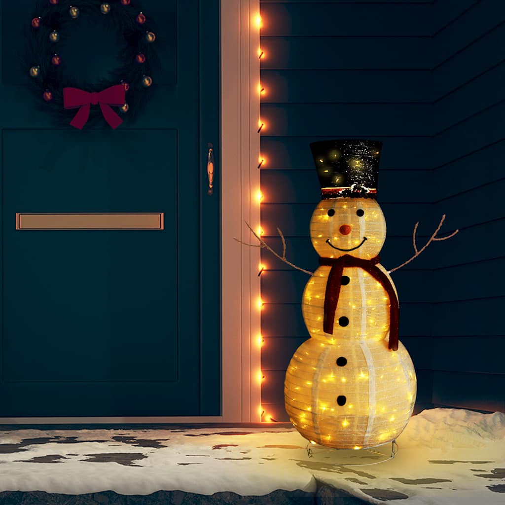 LED-Schneemann Weihnachtsfigur Luxus-Stoff 60 cm