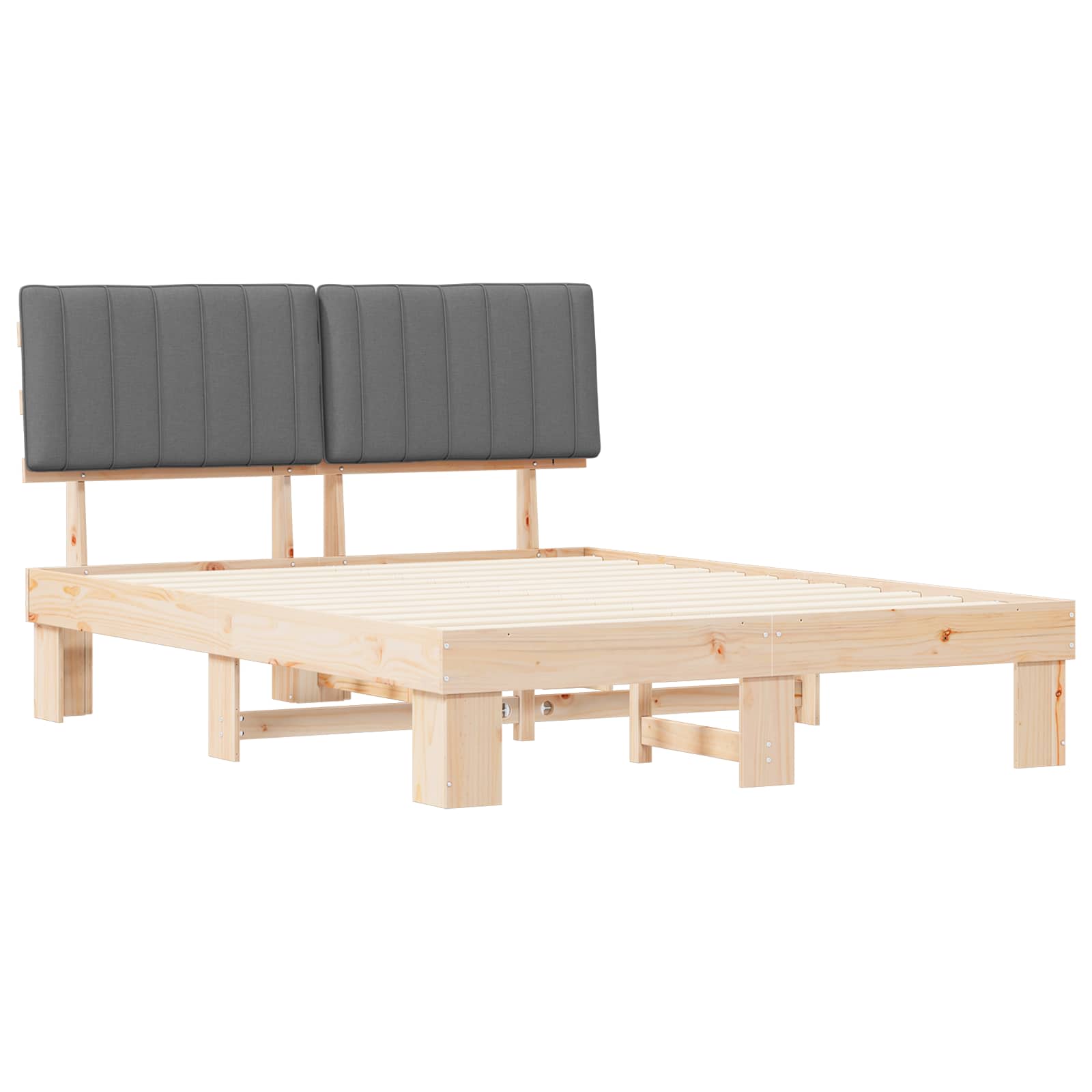 Bettgestell mit gepolstertem Kopfteil Hellgrau 200 x 200 cm