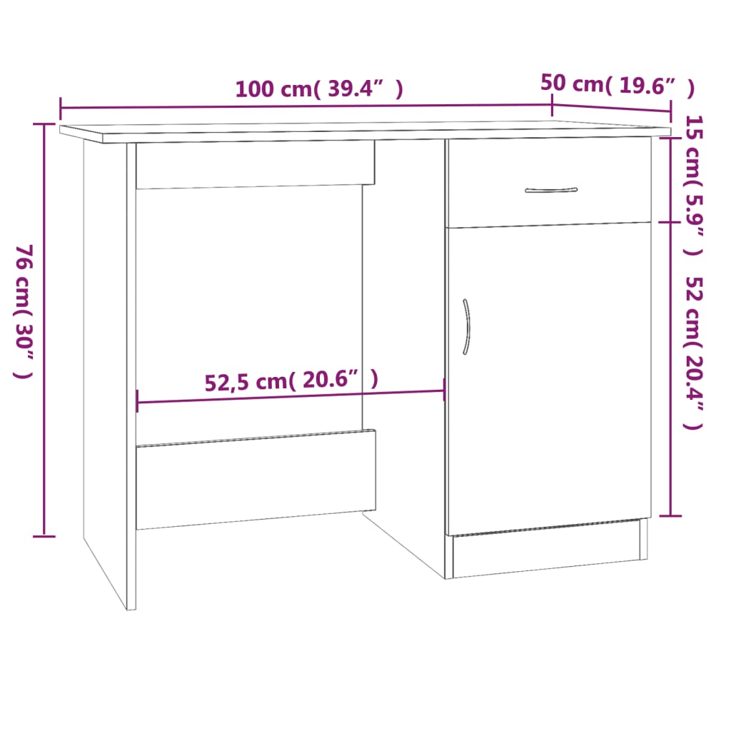 Schreibtisch Weiß 100×50×76 cm Holzwerkstoff
