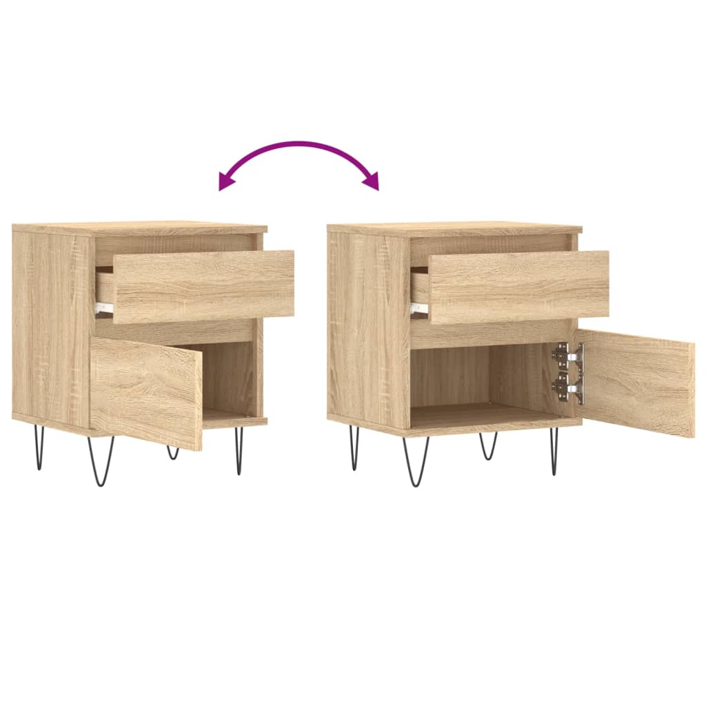 Bettschrank Schwarz Eichen-Optik 40 x 35 x 50 cm Holzwerkstoff