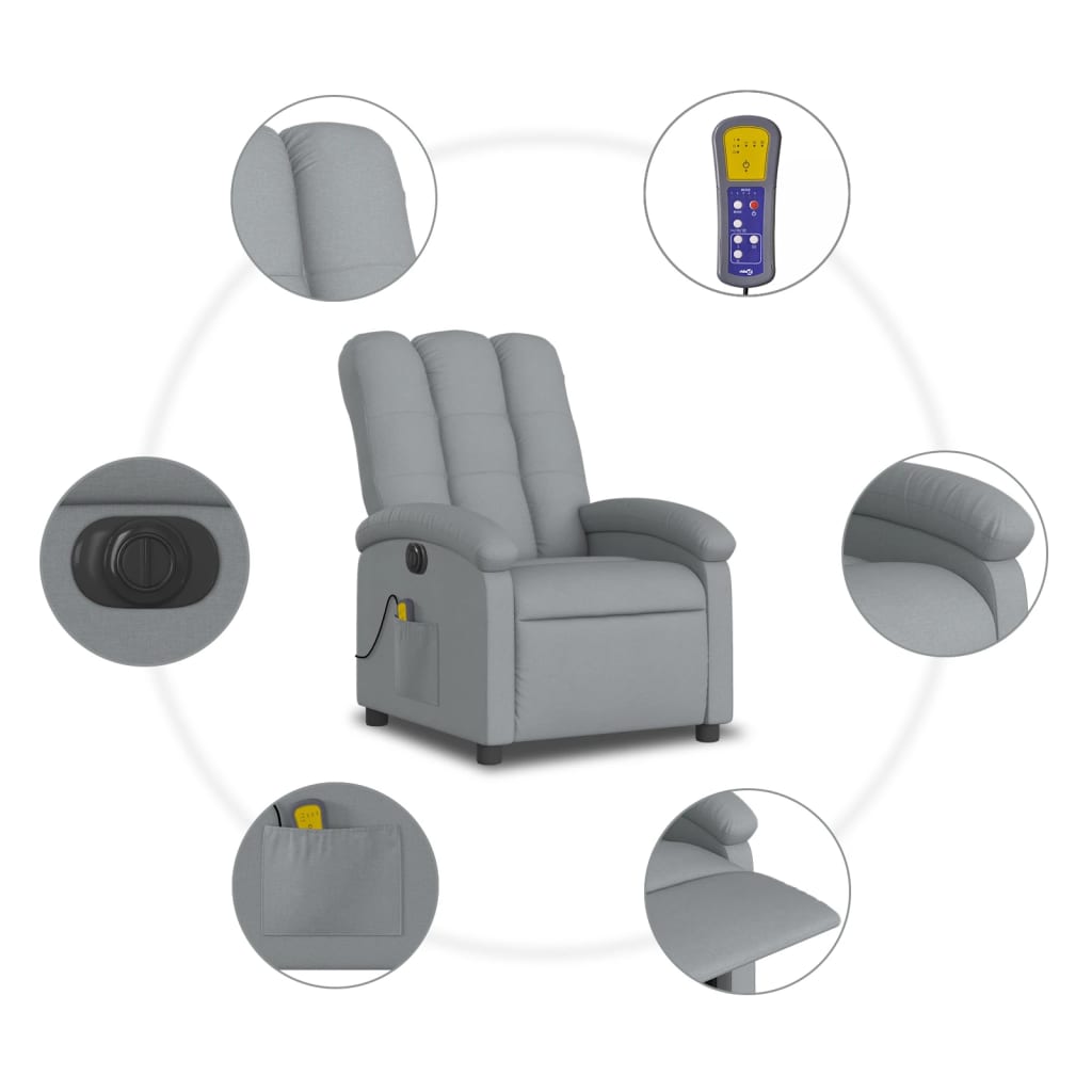 Relaxsessel Elektrisch Hellgrau Stoff