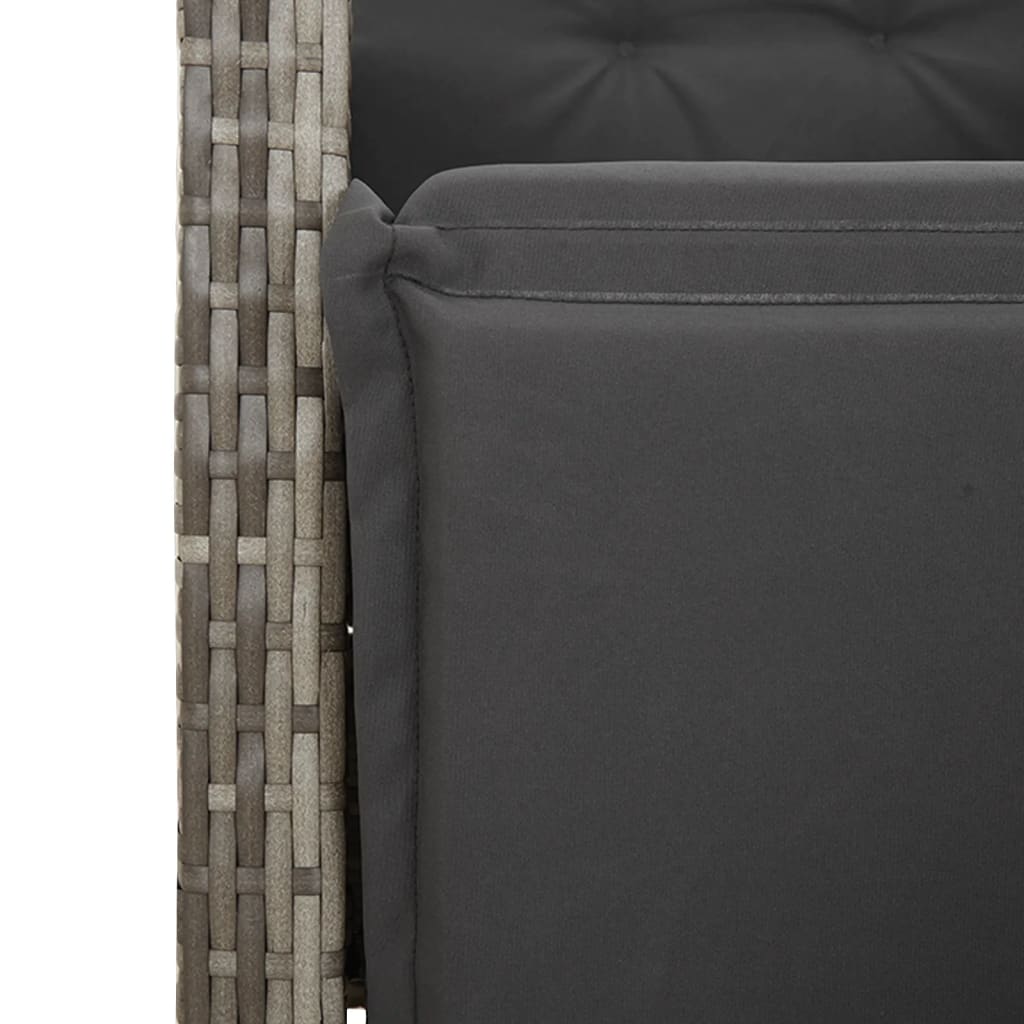 Gartensessel Verstellbar mit Kissen Schwarz Poly Rattan