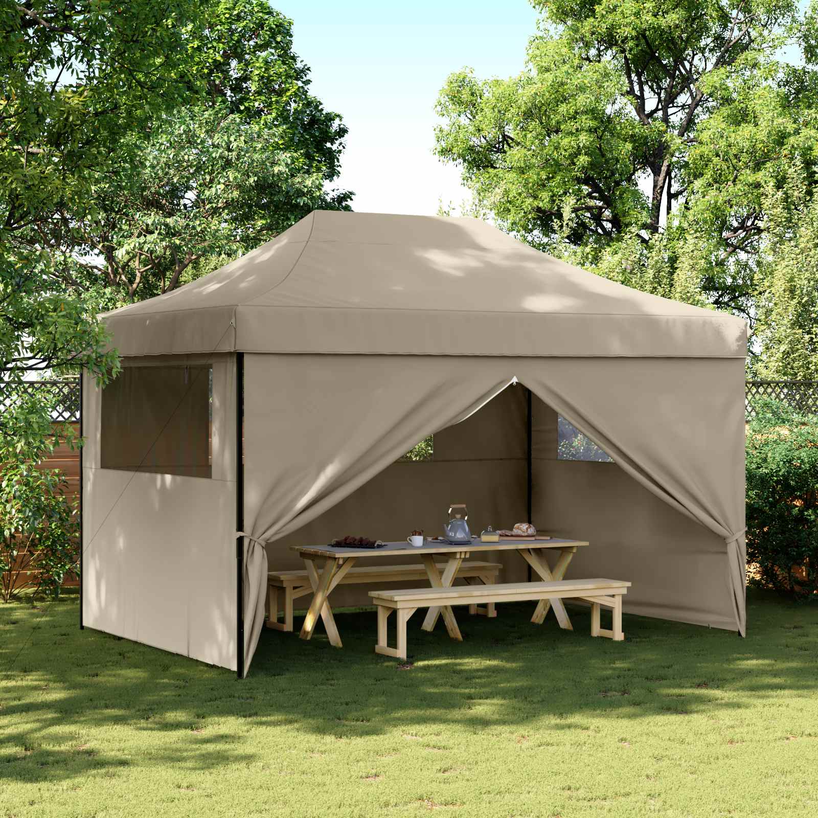 Partyzelt Faltbar Pop-Up Beige 410x279x315 cm
