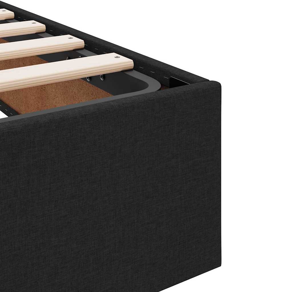Aufbewahrungsbett mit Matratze Hellgrau 90 x 190 cm Polyester