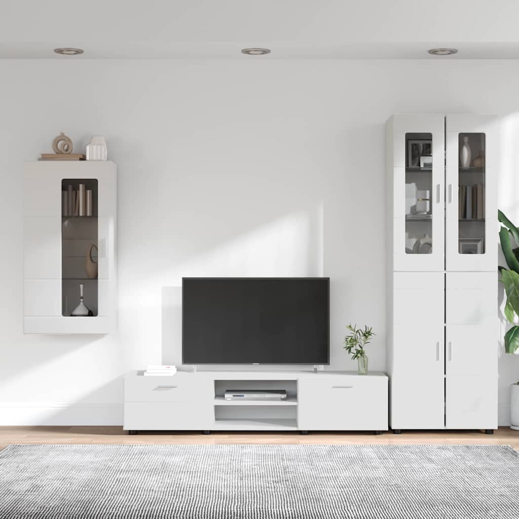 Highboard mit Regal FLORIN Weiß 60 x 35 x 182 cm Holzwerkstoff