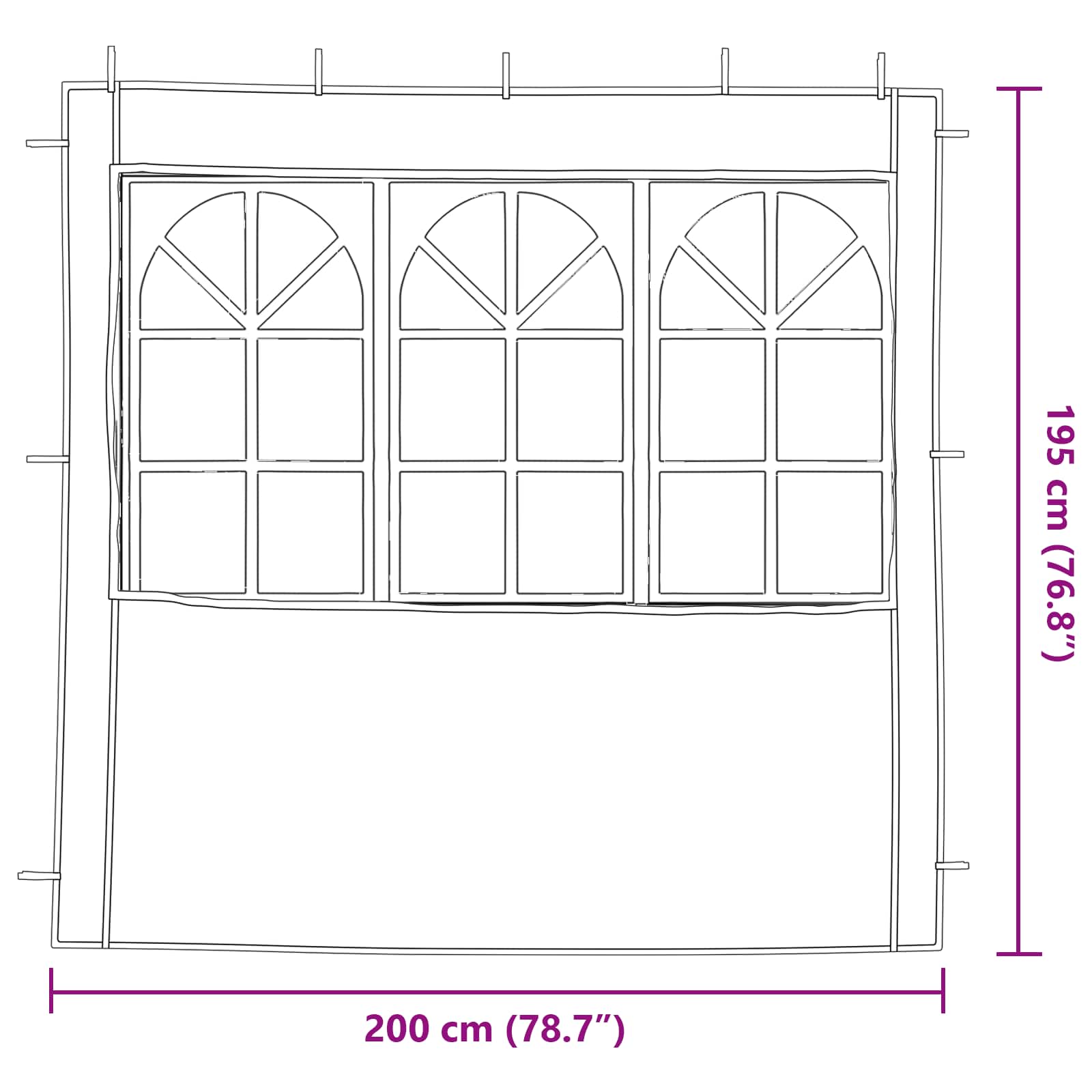 Party Zelt Seitenteil 2 pcs 300 x 195 cm Rot PE und Stahl