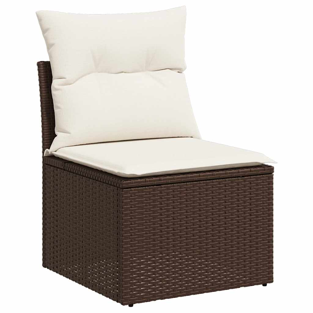 10-tlg. Garten-Sofagarnitur mit Kissen Schwarz Poly Rattan