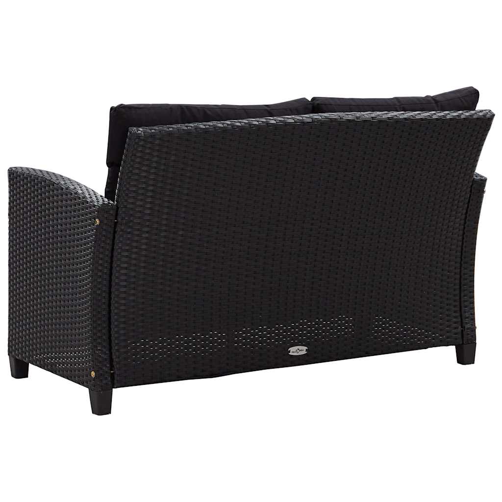 2-Sitzer-Gartensofa mit Kissen Grau 124 cm Poly Rattan