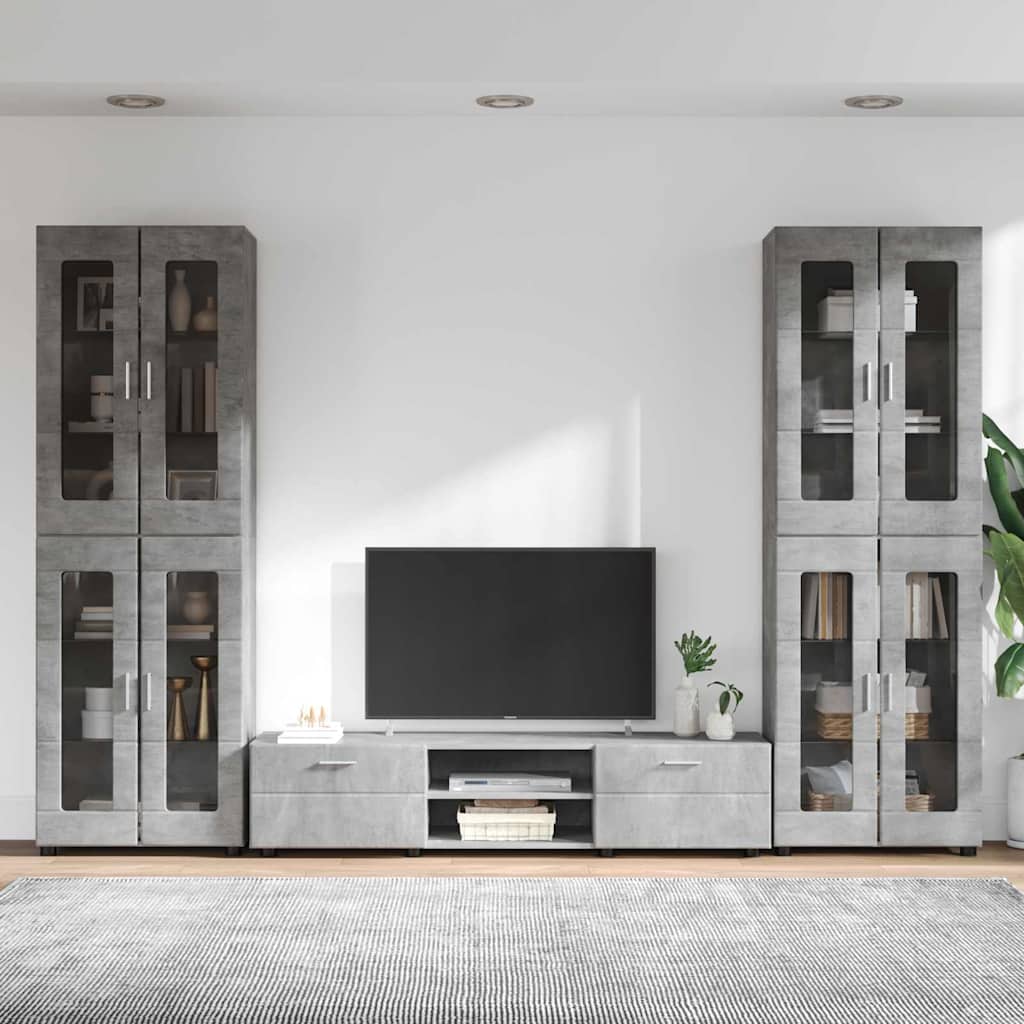 Highboard mit Regal FLORIN Weiß 60 x 35 x 182 cm Holzwerkstoff