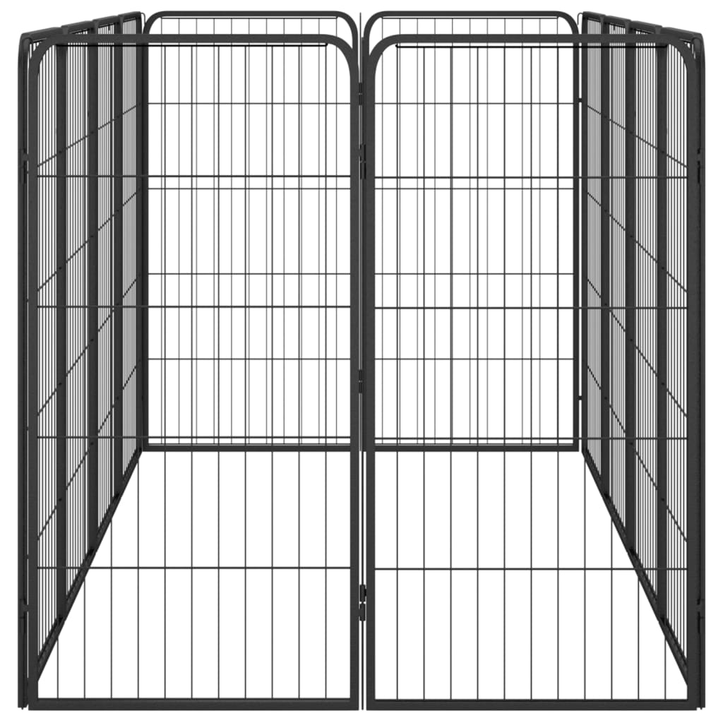 4-tlg. Hundelaufstall Schwarz 50x100cm Stahl Pulverbeschichtung