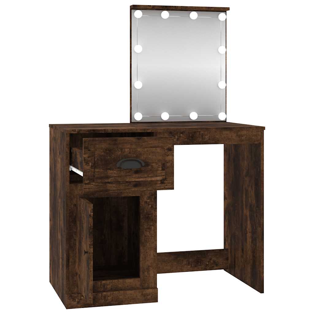 Schminktisch mit Spiegel Weiß 90x50x132,5 cm Holzwerkstoff