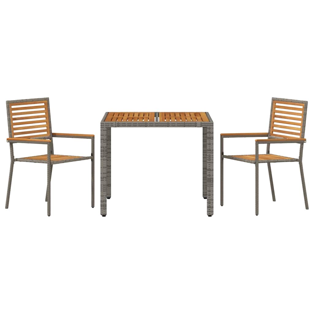 Garten Essgruppe 3 pcs Schwarz und Braun Poly-Rattan