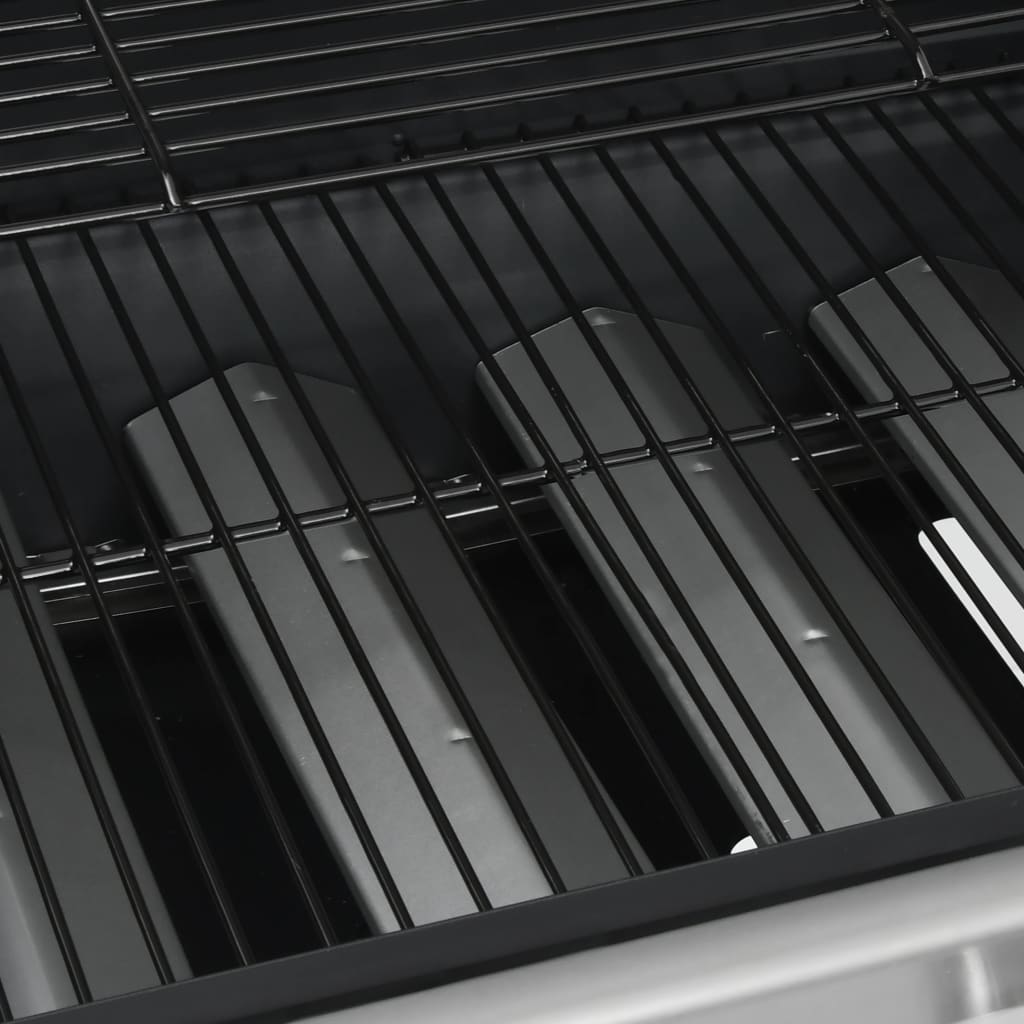Gasgrill 4+1 Flammen Schwarz Stahl