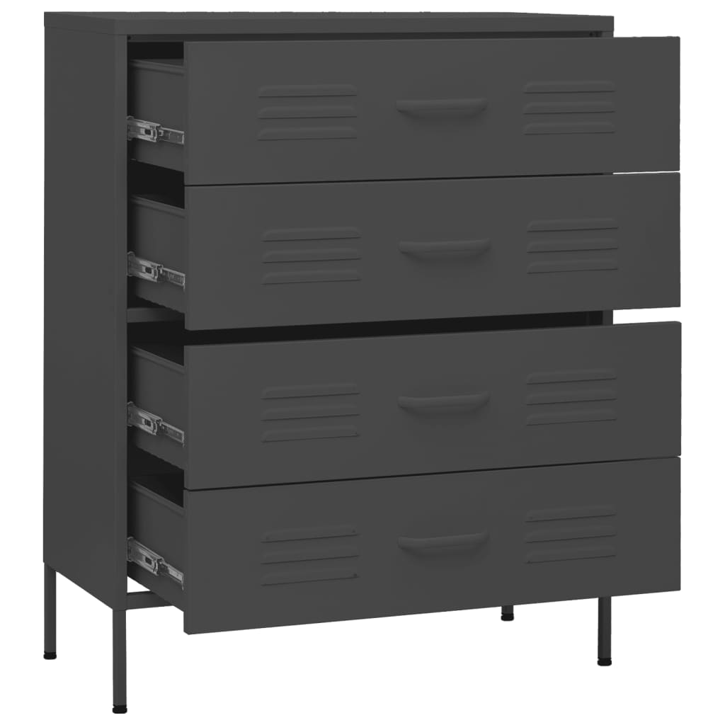 Kommode Olivgrün 80x35x101,5 cm Stahl