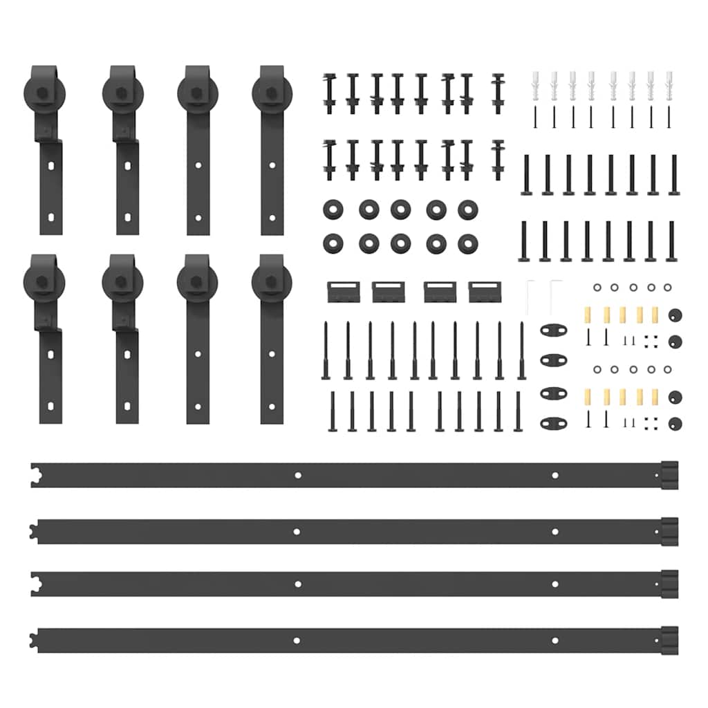 Schiebetürbeschlag-Set 366 cm Stahl Schwarz