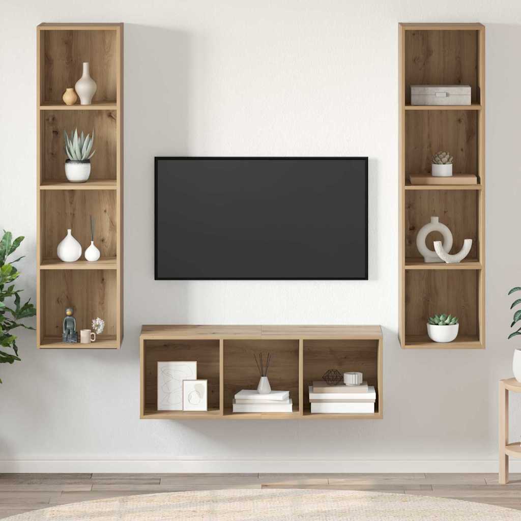 3-tlg. TV-Schrank-Set Weiß Holzwerkstoff