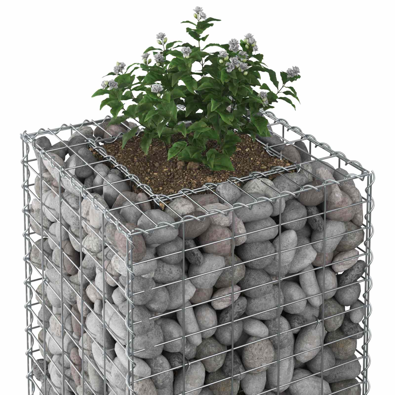 Gabionen Hochbeet 2 pcs Silber 260 x 60 x 55 cm