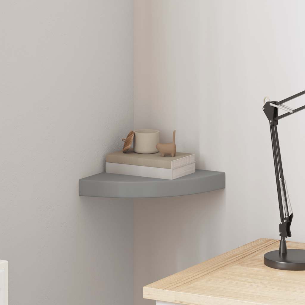 Schwebende Eckregale 2 Stk. Hochglanz-Weiß 25x25x3,8 cm MDF